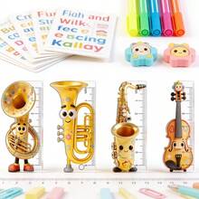 一套仪器造型尺，配有串珠链，透明便携式口袋尺/掌尺，可爱卡通文具，可挂在背包或铅笔盒上，非常方便的测量工具，返校礼物，完美的学习用品礼物 - 樂曲 - 查看 1