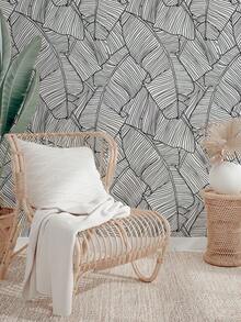 SUPSTICKER 1 Roll Boho Black Line Banana Leaf Wallpaper, Peel And Stick Waterproof Removable, 15.75x39.37/118.11/196.85in, For Wall Cabinet Drawer - Black - View 5