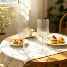 12/6/2/1pcs Striped Cylindrical Stemmed Wine Glasses, Clear/Pink/Green, Suitable For Parties With Friends, Weddings, Banquets, Holidays, Birthday Parties, Champagne Flutes, Can Be Gifts For Friends, Family And Husband, Creating New Year Party Atmosphere Champagne Glasses, Valentine's Day Gifts, Suitable For Outdoor And Camping - View 4