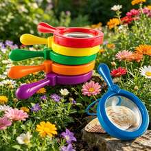 1pc 3X Handheld Reading Magnifier, Plastic Science Exploration Tool, Odorless, Shockproof, Wear-Resistant, Smooth Edges, Comfortable Non-Slip Grip, Shatterproof, Simple And Harmless, 3X High-Definition Magnifier Lens, High Transmittance, Clear Imaging Without Distortion - Multicolor - View 2