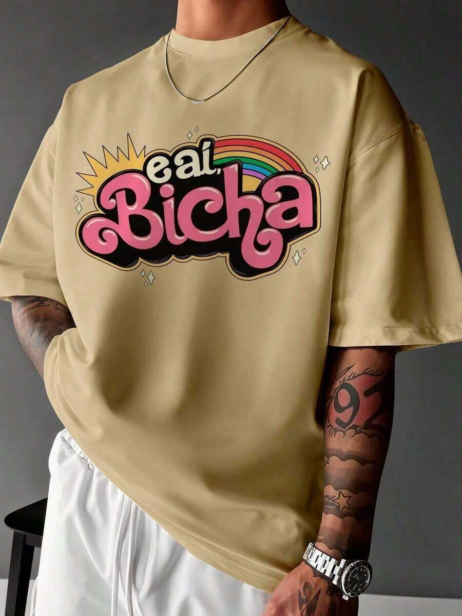 Basic T-Shirt EAI Bicha LGBT Gay Premium Unisex - Khaki - View 1