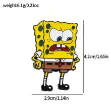SpongeBob SquarePants Bộ 1/2 ghim cài áo hình nhân vật hoạt hình, ghim cài men sáng tạo, phụ kiện trang sức, huy hiệu kim loại, quà tặng. - Một kích thước - Xem 2