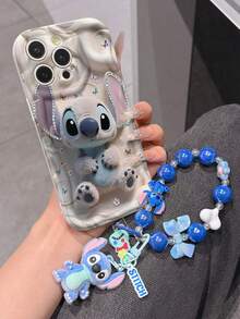 This Disney Stitch Lanyard Phone Case Is Fully Covered In TPU Material. It's Shockproof, Lightweight, And Compatible With IPhone17/16/11/13/15/15 Plus/15 Pro/15 Pro Max/12/14 Pro Max/11 Pro Max/12 Pro/12 Pro Max/13. This Phone Case Makes A Popular Birthday Gift Or Business Gift; It's Durable, Stain- And Fingerprint-Resistant, And Suitable For Both Men And Women. The Set Also Includes A Mickey Mouse Phone Case And A Stitch Plush Bracelet. It's A Perfect Gift For Friends And Family. This Stylish Phone Case Is Fun, Lightweight, And Durable. IPhone17 Pro Max Phone Case, Angel Phone Case. - trắng - Xem 2