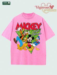 "Mickey And Friends Retro Group Shot" Vintage Disney T-Shirt - Rose Red - View 2
