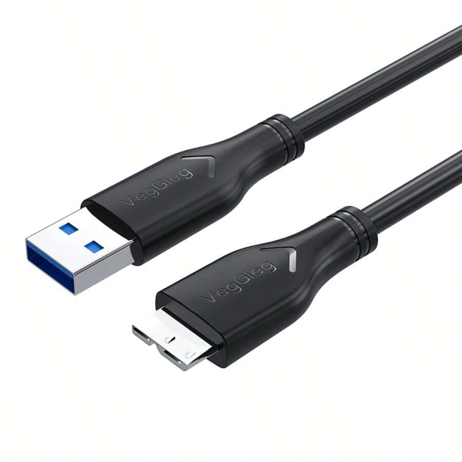 VegGieg USB3.0 转 Micro B 外置硬盘连接线，高速传输 100-200MB/s，兼容 4TB 硬盘，耐用防断，0.5 米/1 米/1.5 米 - 查看 1