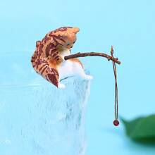 1个/4个装迷你猫咪钓鱼水族箱装饰摆件，PVC材质，可悬挂于鱼缸边缘，休闲垂钓猫咪 - 多色 - 查看 4