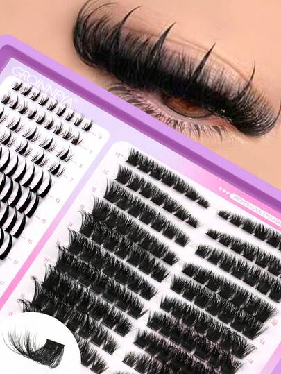 GROINNEYA 10Rows Volume Individual Eyelash Extensions With Spiky Lash Clusters & Lower Lashes Natural Lift Ultra-Thin Lashes 6-18mm Lengths Reusable DIY Manga Anime Volume Lashes For Dramatic Everyday & Special Events - Lash Tech Supplies Easy Application For Beginners
