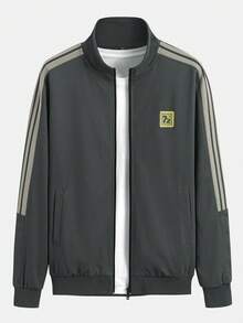 Conjunto de sudadera casual de corte holgado con bloques de color en los laterales para hombre - Gris Oscuro - Ver 2