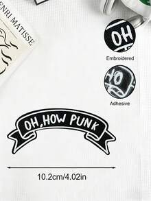 1pc "OH, HOW PUNK" Embroidered Patch, Personalized Cloth Sticker, DIY Clothing Bag Punk Rock Decor Patch, Niche Punk Accessory - A - View 10