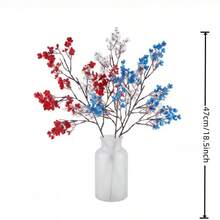 12pcs Artificial Baby's Breath Flowers, Breathable Simulation Flowers, Suitable For July 4th/Independence Day Party Decoration - Patriotic Style Decor Set - Red White Blue Simulation Baby's Breath Home Holiday Decoration - Mixed Colors - View 5