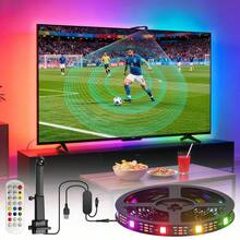 1pc Smart LED Backlight With Color-Changing LED Strip For TVs And Monitors-Synchronized Color-Changing Light Strip With Remote Control - USB+Remote Control - View 7