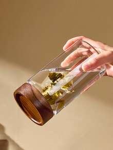 1pc Glass Storage Jar With Airtight Lid, Coffee Container With Wooden Lid, Glass Food Canister Suitable For Storing Coffee Beans, Rice, Sugar, Etc. - View 7