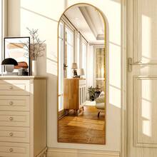 Smooth And Exquisite 16"X59" Arched Full Length Mirror Full Body Free Standing Floor Mirror, Gold - Vàng - Xem 3