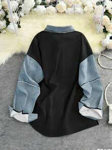 Blusa holgada de manga larga y unicolor versátil para uso casual de mujer - Multicolor - Ver 2