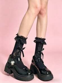 1双女士船袜/女士中筒袜，中筒芭蕾舞风格，轻盈透气，适合春夏穿着，街头时尚/街头风/嘻哈风格，柔软透气 - 彩色 - 查看 4