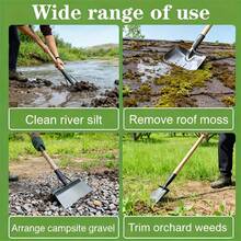 Stainless Steel Garden Shovel - Multi-Functional Shovel, Lawn Edge Rake, Mowing And Landscaping, Outdoor Weeding, Snow And Moss Removal, Suitable For Sidewalk And Ice Cleaning, Snow Shovel, Efficient Weeding, Durable Garden Tool, Handle Not Included. - Country Courtyard Style - View 9