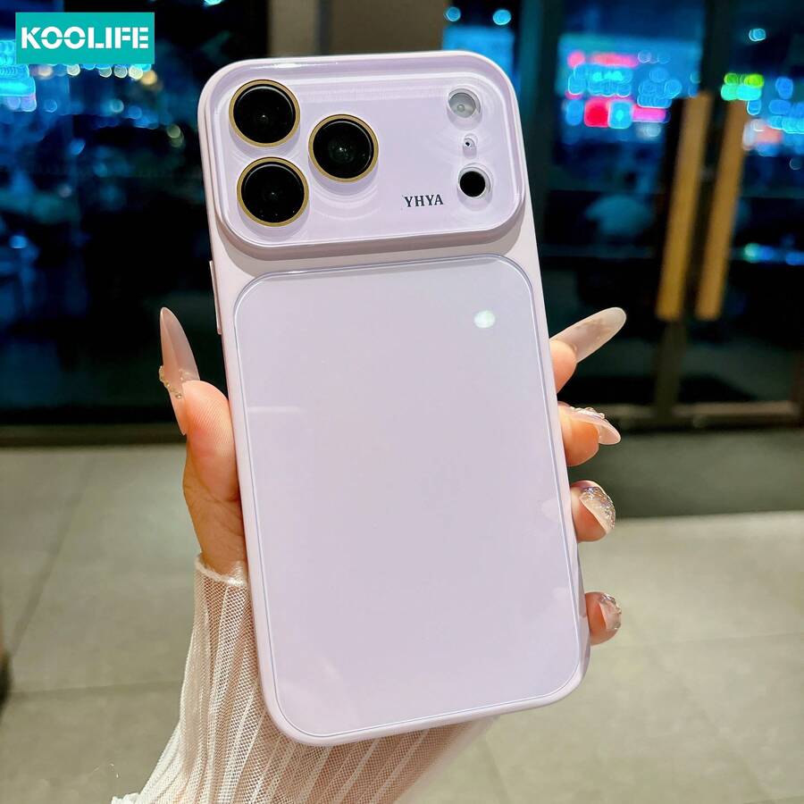 Koolife 1pc Glossy Light Purple Solid Color Phone Case, Large Camera Lens Protection, Anti-Fall Anti-Scratch, Sweet Minimalist Daily Accessory, Suitable For Apple 17/17 Pro/17 Pro Max