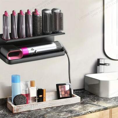 Giá đỡ máy sấy tóc hình gấu, không cần khoan, lắp đặt liền mạch, đế hút chắc chắn, chịu tải tốt, chống trượt, dễ tháo lắp, thích hợp cho phòng tắm, nhà cửa, trang trí phòng, dụng cụ sắp xếp đồ dùng tạo kiểu tóc.