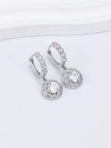 Bông tai bạc 925 không gây dị ứng, đính đá Cubic Zirconia hình hoa, thiết kế tối giản tinh tế, phù hợp để đeo hàng ngày, quà tặng sinh nhật. - Bạc - Xem 3