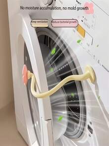 2pcs Washing Machine Flower Vent Clips | Suitable For Household Use, Detachable Support Rack For Drum Washing Machine, Magnetic Adsorption, Can Be Used As Door Stop, Decoration Or Washing Machine Door Holder, Plastic Material, 4 Applicable Scenarios - Multicolor - View 4
