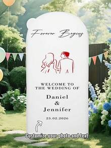 Personalized Custom Double-Sided Elastic Arch Backdrop - Elegant Round Top Frame, Suitable For Weddings, Birthday Parties And Other Occasions, Polyester Material, No Power Required, Multiple Sizes Available, Wedding Decoration Custom Arch Backdrop, Suitable For Round Top Frame, Suitable For Birthday Parties, Theme Parties, Weddings And Other Occasions. - Multicolor - View 6