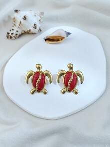 Vintage Ocean Turtle Gold Earring For Women, Stainless Steel Enamel Charm Jewelry Women, Summer Vacation Beach Jewellery, Holiday Gift Women Jewelry - Multicolor - View 11