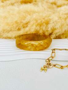 4pcs Unique Cuff Bracelets,Gold Bangles,Resin Bracelet,Turquoise Bracelet,Wide Bangles, Big Chunky Bracelet, Gold And White Mixed Bracelet Set,Bracelet Set, Wide Bracelet, Luxury And Elegant Style For Her - Multicolor - View 2