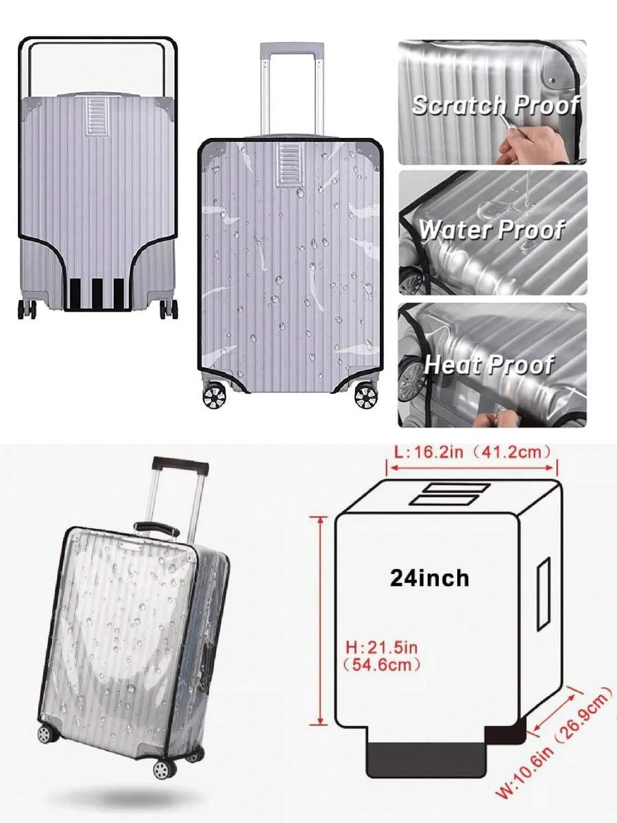 SWISS SILVER Waterproof Plastic Suitcase Protector Cover For Travel - Clear - View 1