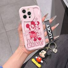 This Disney Mickey Mouse Lanyard Phone Case Is Fully Covered In TPU Material. It's Shockproof, Lightweight, And Compatible With IPhone17/16/11/13/15/15 Plus/15 Pro/15 Pro Max/12/14 Pro Max/11 Pro Max/12 Pro/12 Pro Max/13. This Phone Case Makes A Popular Birthday Gift Or Business Gift; It's Durable, Stain- And Fingerprint Resistant, And Suitable For Both Men And Women. The Set Also Includes A Mickey Mouse Phone Case And A Mickey Mouse Plush Bracelet. It's A Perfect Gift For Friends And Family. This Stylish Phone Case Is Fun, Lightweight, And Durable. IPhone17 Pro Max Phone Case, Minnie Mouse Phone Case. - White - View 6