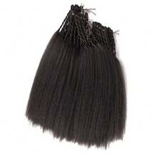 Pre-Looped Kinky Straight Crochet Hair 14 Inch, Natural Yaki Texture Synthetic Braiding Hair Extensions For Women, Easy Install Soft Locs Twist Hair, 6 Packs - Black-brown - 查看 3