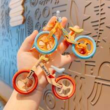 1pc Cute Mini Balance Bike Keychain, Detachable Assembling Bicycle Model Pendant, Sliding Stress Relief Toy, Kawaii Macaron Color Backpack Charm, Couple Gift Car Decoration Ornament - Multicolor - View 7