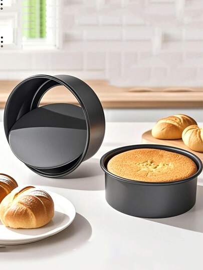 Set de 2/3 forme rotunde pentru tort, forme de tort antiaderente de 4/6/8 inch, ustensile de copt pentru pandișpan, mousse, pâine în cuptor și friteuză cu aer, înveliș antiaderent premium, fund detașabil pentru demulare ușoară