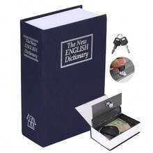 Caja fuerte oculta con forma de libro creativa, disponible en negro, rojo y azul, diseño de tamaño pequeño, se puede usar como alcancía y caja de almacenamiento. Apariencia realista de libro con un fuerte disfraz, opciones de cerradura con llave y cerradura con contraseña, almacenamiento seguro para monedas y artículos pequeños, almacenamiento oculto conveniente para el hogar y la residencia estudiantil - Cerradura de llave - Ver 14