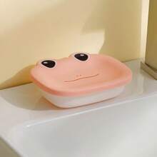 Cartoon Seifenschale, Badezimmer Seifenhalter mit Ablauf, doppellagig im Makronen-Stil, geeignet für Studentenwohnheime, Wäscherei, Badezimmer Aufbewahrung - Seifenkiste - rosa - Übersicht 12