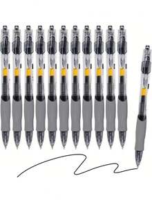 12pcs High Capacity 0.5mm Fine Tip Black Ballpoint Pen Set, Includes 2 Pens + 10 Refills. Comfortable Grip, Quick Drying Smooth Writing, Ideal For Note Taking And Writing, Perfect For Office And School Supplies - Multicolor - View 3