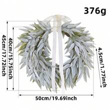 1个，19.69英寸银叶植绒人造花环，配白色丝带PVC仿真植物，四季皆宜，可用于户外花园装饰、前门悬挂、橱窗展示、婚礼、主题派对氛围家居装饰礼品。 - 彩色 - 查看 7