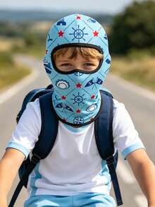 1 pieza Máscara facial cálida para niños - Máscara facial completa transpirable con protección solar adecuada para ciclismo y deportes al aire libre - 1 pieza de estampado para niños - Ver 3