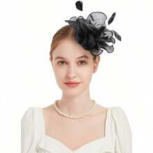 1pc Fascinators Hat Tea Party Headwear Ribbons Feathers On A Headband And A Clip For Girls And Women, Wedding Items, Hair Accessories, Tiny Hats, Derby Hat, Gifts, Gala Night - Nhiều màu - Xem 4