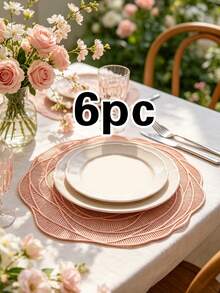 1/4/6pcs Rose Flower PVC Gold Foil Placemats & Coasters, Suitable For Home Dining Table Decor, Tea Cup Heat Insulation Pads, Protect Tabletop, Home Kitchen Tea House Coasters, Minimalist Style Coaster Holders, Wedding Valentine's Day Holiday Party Coasters - Multicolor - View 28