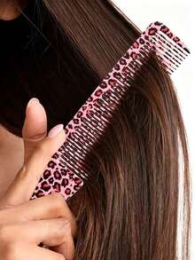 5/3/1 Pc Pink Leopard Print Hair Comb Set, Professional Salon Hairdressing Comb, Barber Cutting Comb, Flat Top Comb, Unisex Parting & Styling Comb - Multicolor - View 5