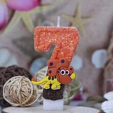 6支/套 卡通0-9恐龙数字生日蜡烛，蛋糕装饰，儿童生日派对 - 多色 - 查看 10