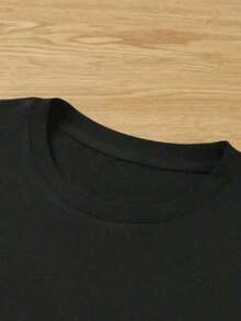 Camiseta Casual de Hombre,Diseño con Estampado de Silueta Padre e Hijo,Cuello Redondo,Manga Corta,Estilo Urbano 100% algodón. VOIP - Negro - Ver 3