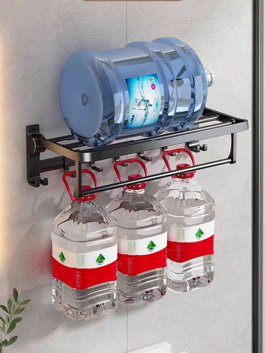 1 Giá Treo Khăn Tắm Gấp Gọn Gắn Tường 2 Tầng, Thanh Treo Khăn Tắm 2 Tầng kèm Thanh Treo Khăn và Móc Di Động, Giá Treo Khăn Tắm Bằng Nhôm Mờ Cao Cấp - Tro súng - Xem 1