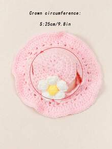 1pc Knitted Soft And Comfortable Pet Hat, Flower Maid Costume Headwear - Multicolor - View 7