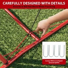Red de rebote ajustable 2 en 1 para entrenamiento de fútbol – Doble tamaño 6x4.7 pies y 6x1.4 pies – Equipo de práctica portátil con bolsa de transporte y 4 estacas para el suelo – Ideal para pases rasos y aéreos – Uso interior/exterior - Red de rebote de fútbol de hierro + PE (7*5) - Ver 6