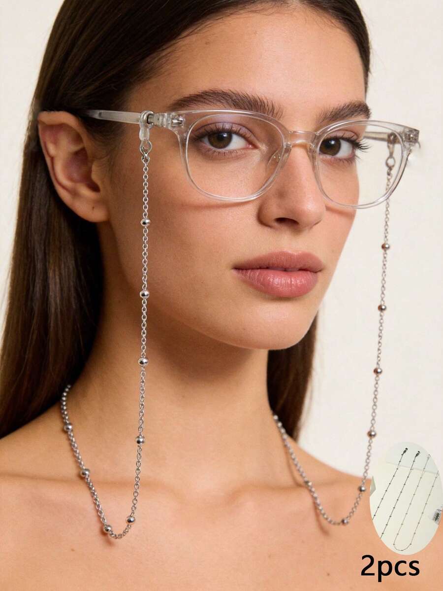 Bộ 2 chiếc dây đeo kính mắt bằng kim loại cao cấp, thời trang, phụ kiện kính mắt, dây giữ khẩu trang, thích hợp làm quà tặng. - Nhiều màu - Xem 1