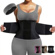 Leopard Print Waist Trainer Belt – Tummy Control Waist Cincher For Women, Adjustable Double Compression Waist Wrap, Nylon Sweat Waist Trimmer, Suitable For Workout, Weight Loss & Back Support, Slimming Body Shaper. Comfortable Waist Shaper For Fitness, Gym, And Daily Wear – White Leopard Print Waist Trainer. - màu đen - Xem 10