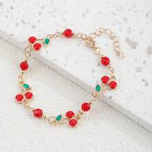 1条女士甜美可爱樱桃手链，适合日常佩戴和节日礼物 - 櫻桃手鍊 - 查看 8