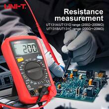 1pc UNI-T UT131A Compact Digital Multimeter, Pocket-Sized Multimeter, Burn-Proof, Multifunction Smart Meter, Electrical Multimeter - Red - View 6