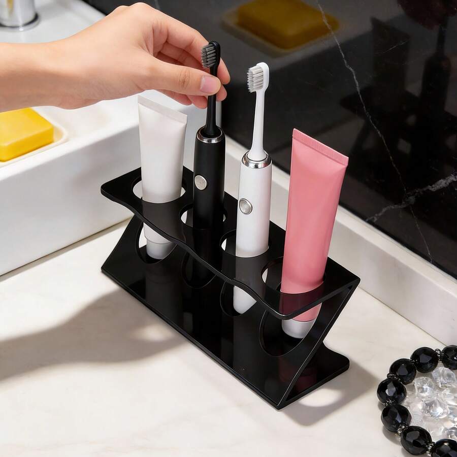 Giá đựng bàn chải đánh răng, kệ đựng đồ đa năng trong phòng tắm, hộp đựng dụng cụ nha khoa có lỗ thoát nước, kết hợp tính thẩm mỹ và tính thực tiễn trong một hộp đựng đồ dùng trên bàn làm việc.
